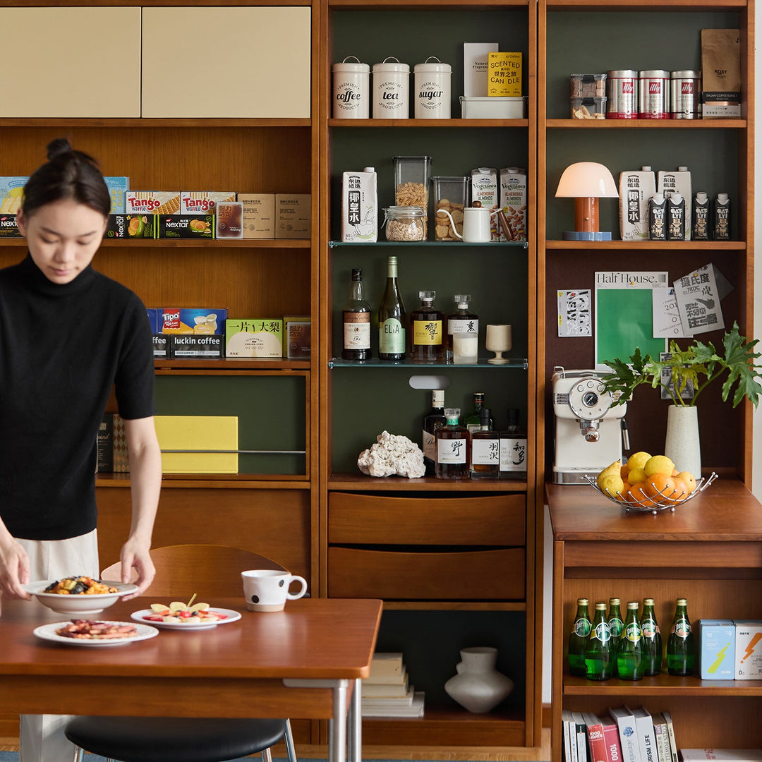 Vintage Boxwood Extendable Study Desk Bookshelf MIES