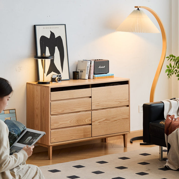 Scandinavian Oak Wood Chest Of 6 Drawers FLOATING LIGHT