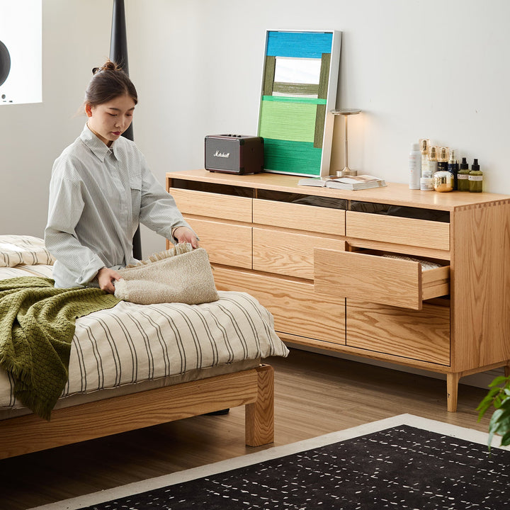 Scandinavian Oak Wood Chest Of 8 Drawers FLOATING LIGHT