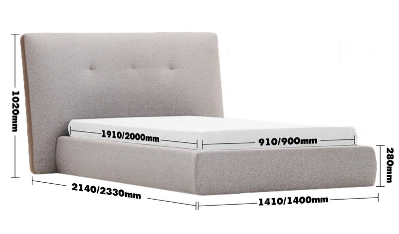 Minimalist Fabric Bed CHARLES Size Chart_2