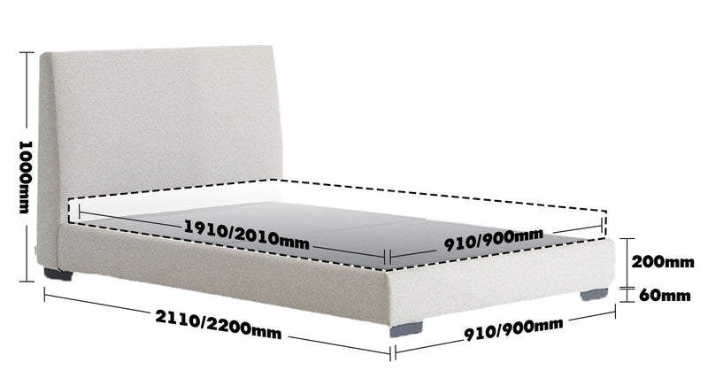 Minimalist Fabric Bed WOODS Size Chart_2