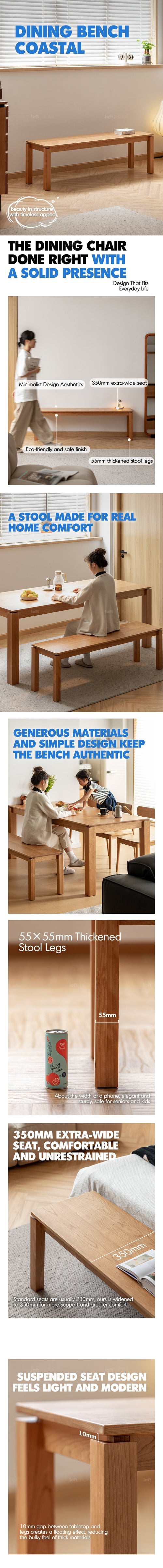 Scandinavian Cherry Wood Dining Bench COASTAL Good to Know Preview-1