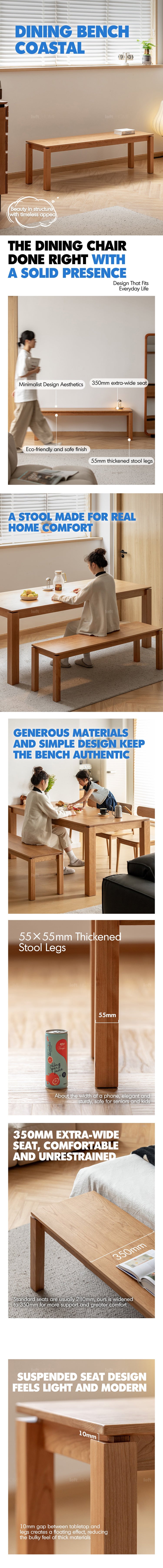 Scandinavian Cherry Wood Dining Bench COASTAL Good to Know Preview-1