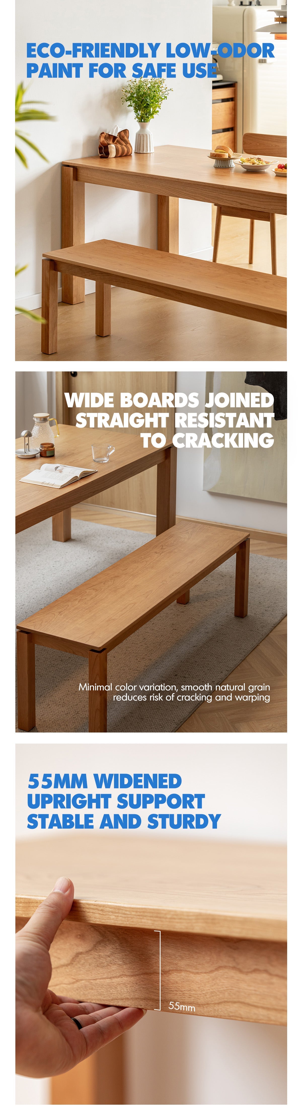 Scandinavian Cherry Wood Dining Bench COASTAL More Details and Instruction_4
