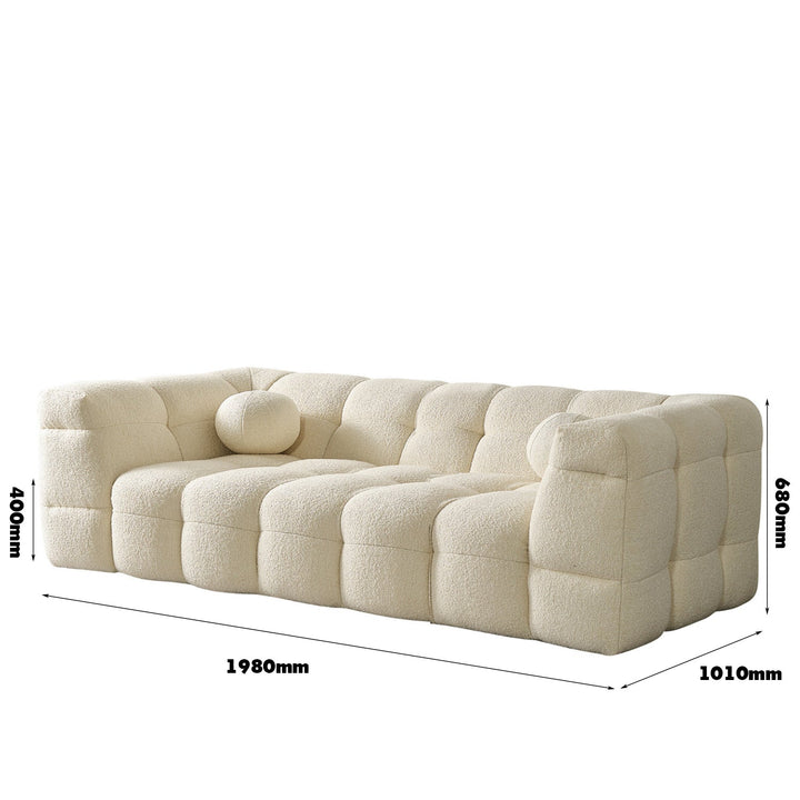Cream Boucle Fabric 2 Seater Sofa BOBA