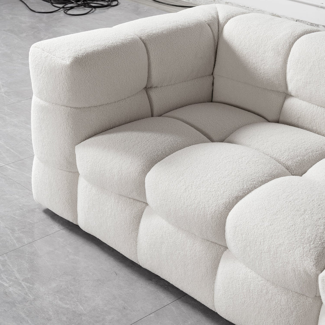 Cream Boucle Fabric 2 Seater Sofa BOBA