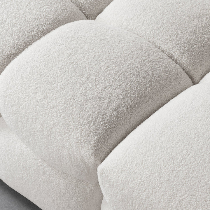 Cream boucle fabric 3 seater sofa boba layered structure.