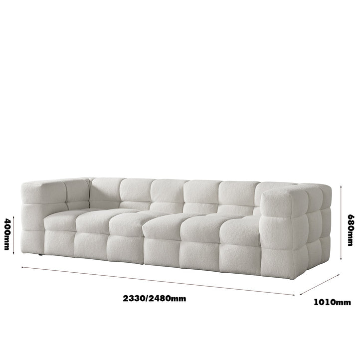 Cream Boucle Fabric 3 Seater Sofa BOBA