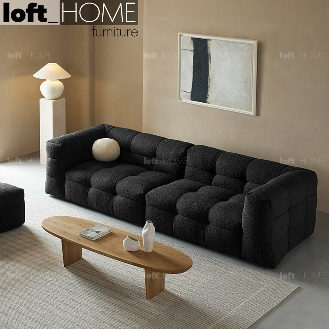 Cream boucle fabric 4 seater sofa boba environmental situation.