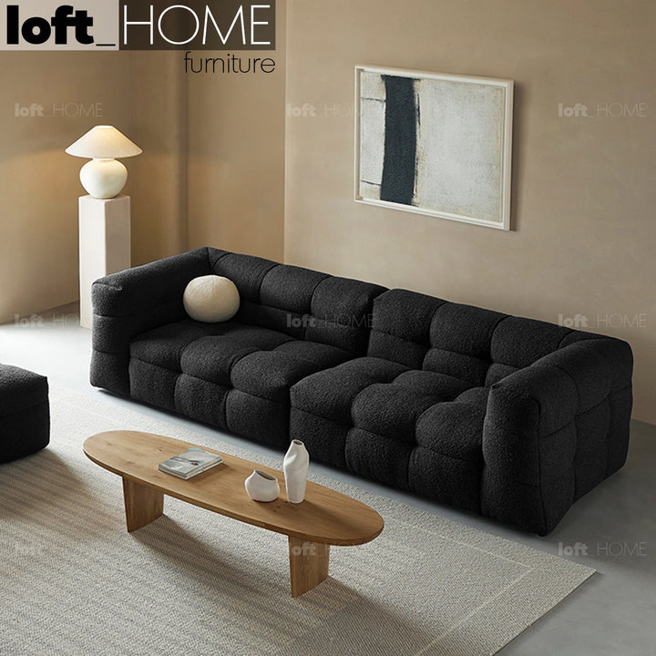 Cream boucle fabric 4 seater sofa boba environmental situation.