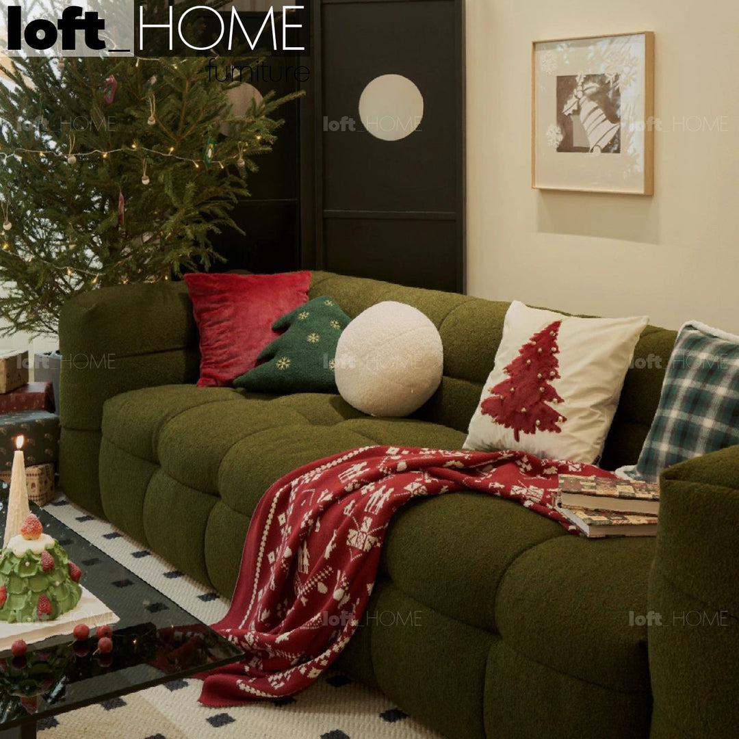 Cream Boucle Fabric 4 Seater Sofa BOBA