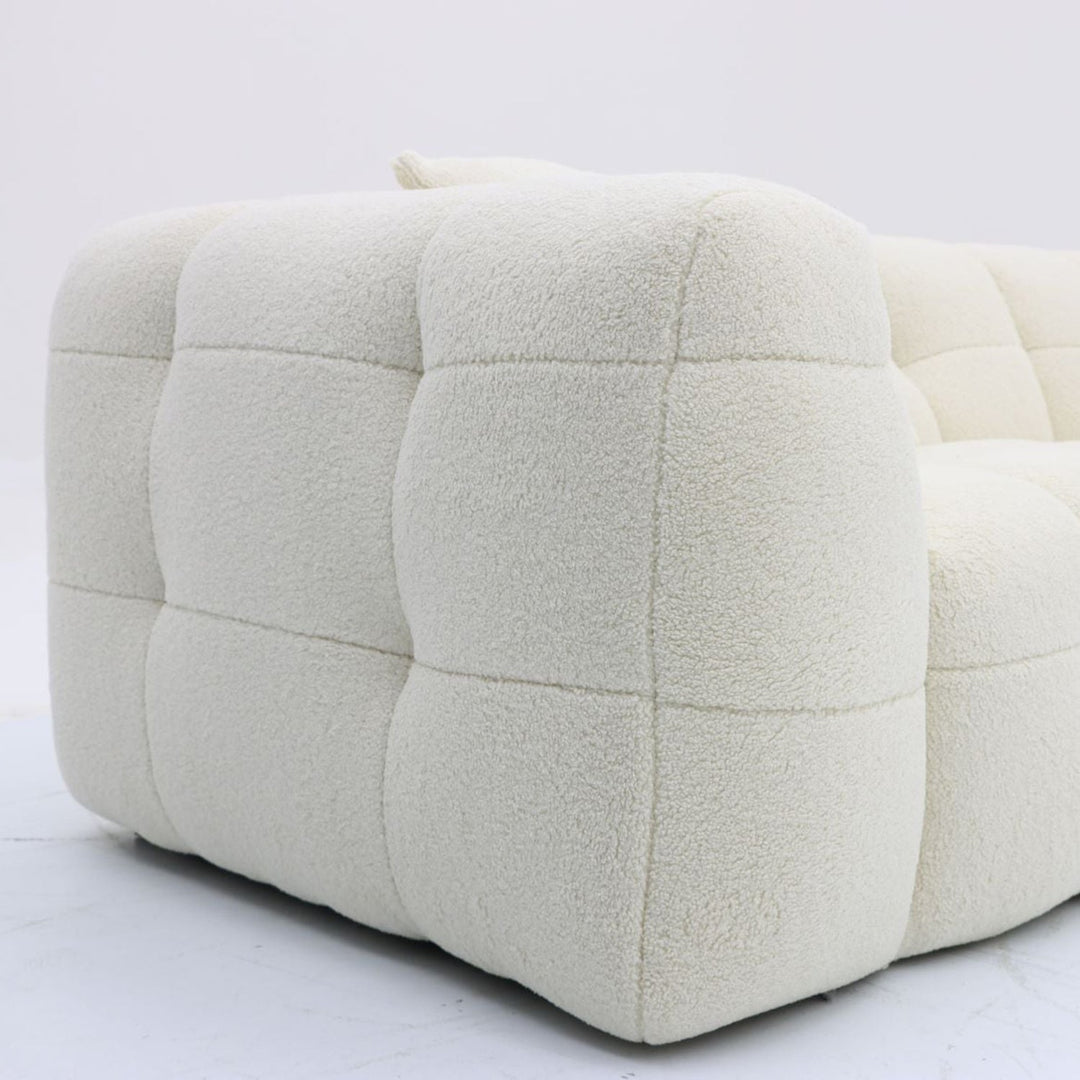 Cream Boucle Fabric 4 Seater Sofa BOBA