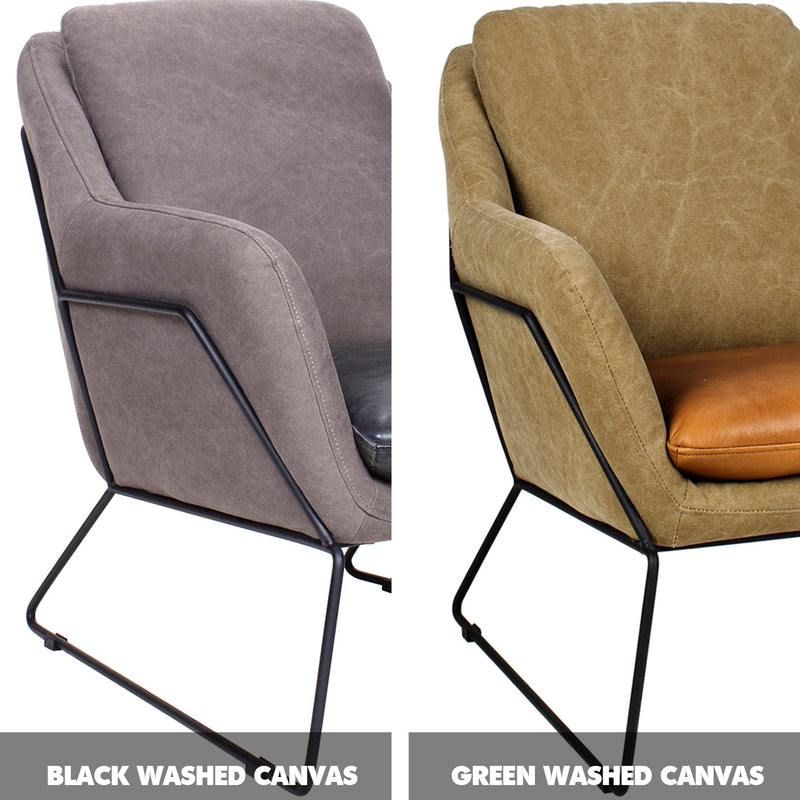 Industrial Canvas And Genuine Leather 1 Seater Sofa CALE Color Swatches_3