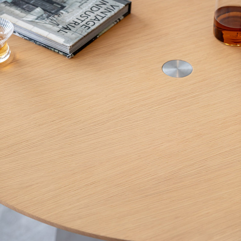 Bauhaus Ash Wood Veneer Stainless Steel Round Dining Table AERI Color Swatches