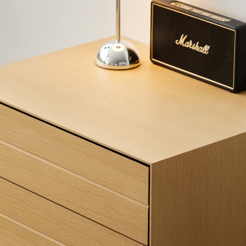 Minimalist Ash Wood Veneer Chest Of 5 Drawers MOI Color Swatches