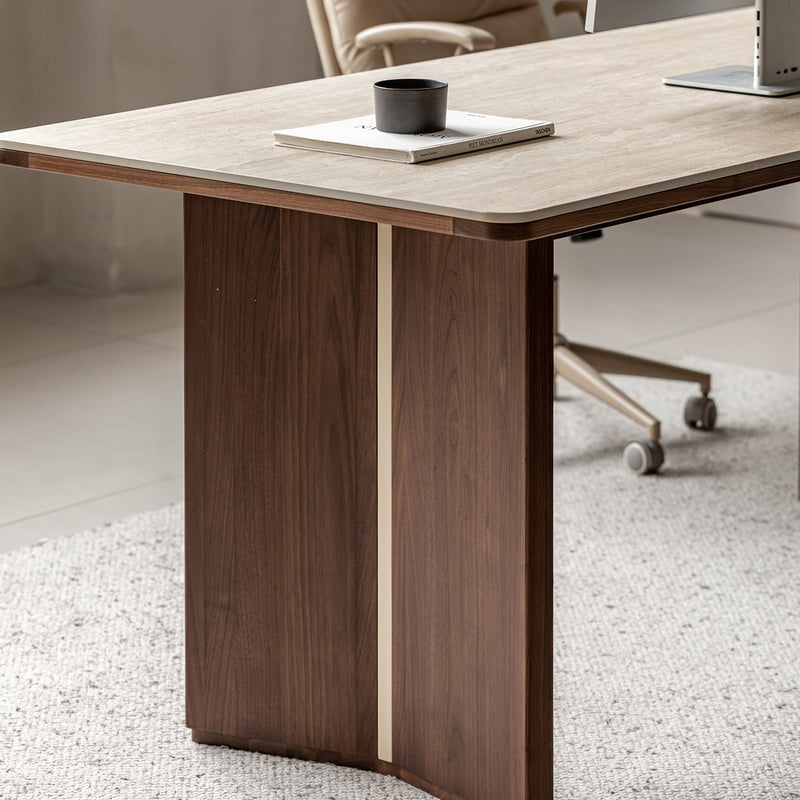Japandi Walnut Wood Sintered Stone Dining Table STRATON Color Swatches
