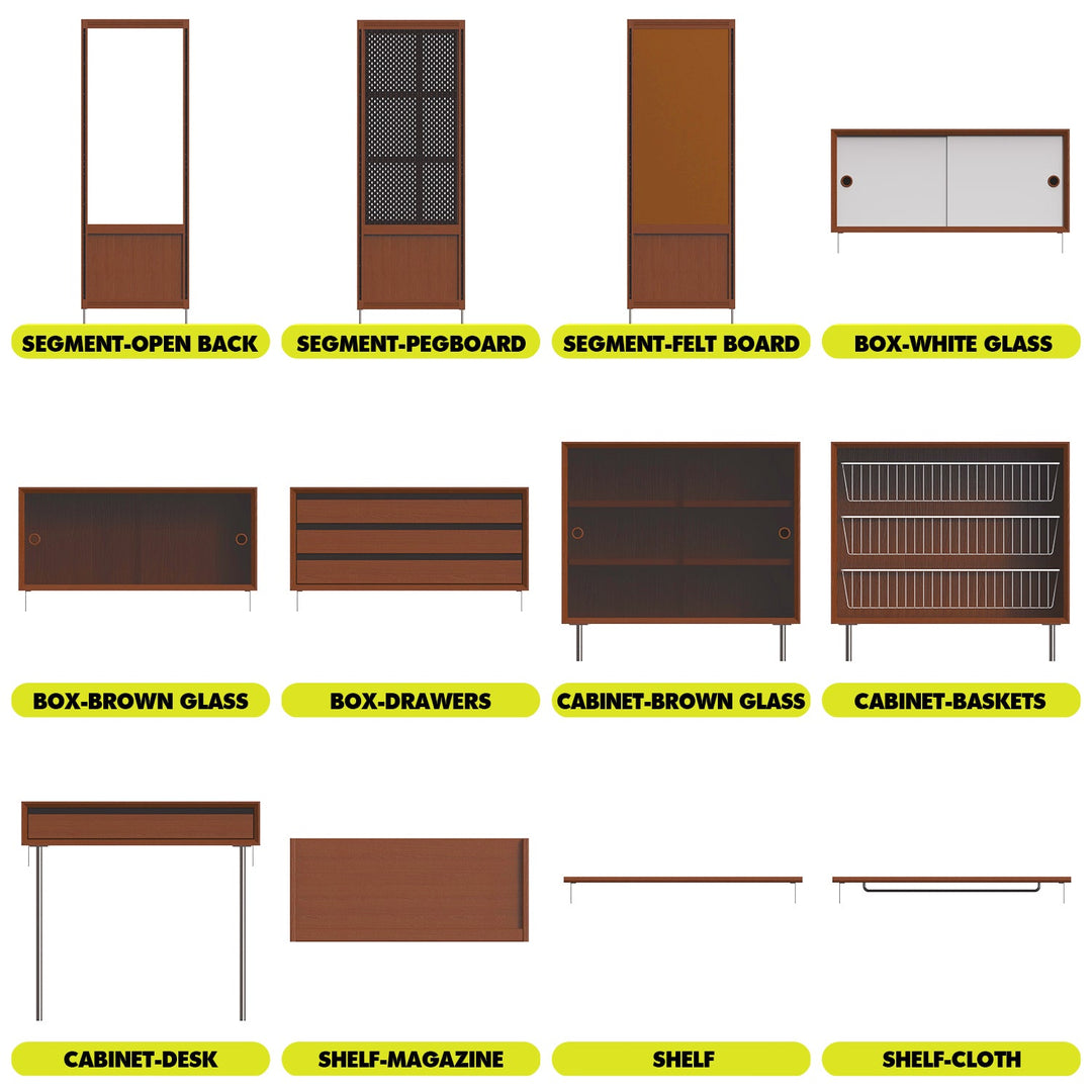 Vintage Boxwood Modular Hanging Wall Shelf System MUSE