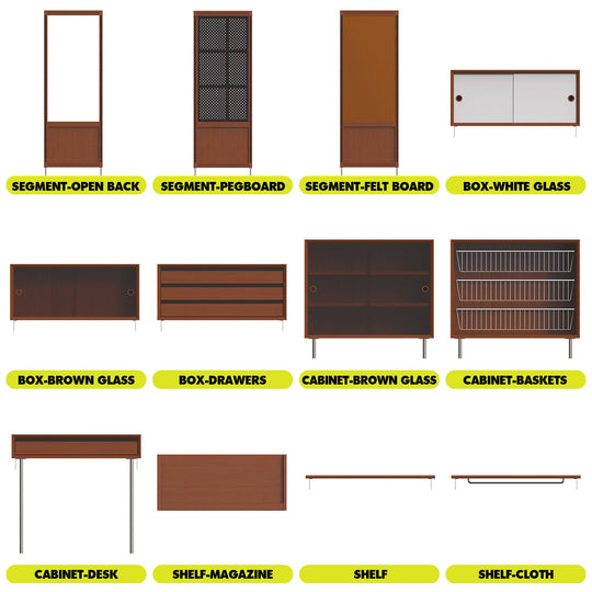 Bauhaus Boxwood Modular Hanging Wall Shelf System MUSE