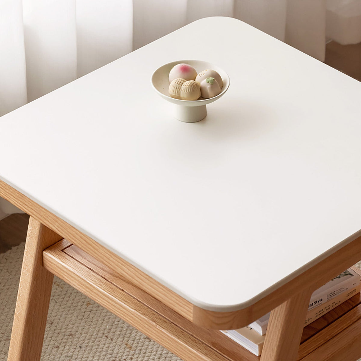 more color details of Scandinavian Oak Wood Sintered Stone Stackable Dining Table Set NOKI