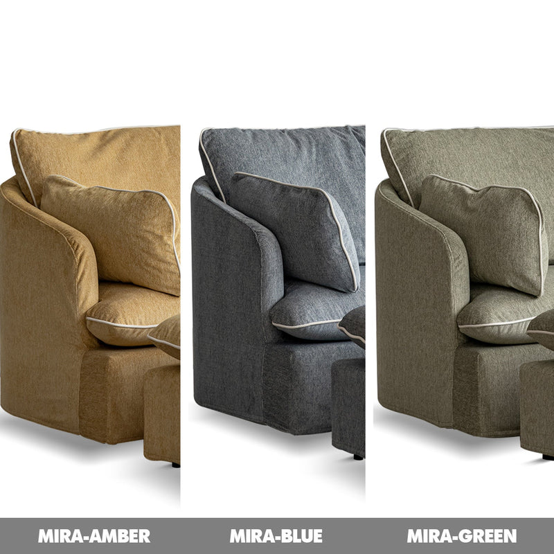 Scandinavian Chenille Velvet Fabric 1 Seater Sofa MIRA Color Swatches