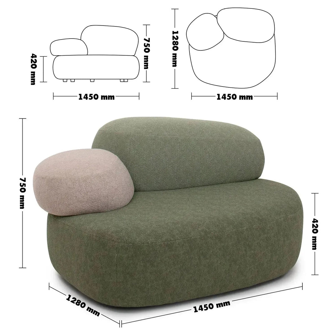 Contemporary Fabric 1 Seater Sofa PEBBLE