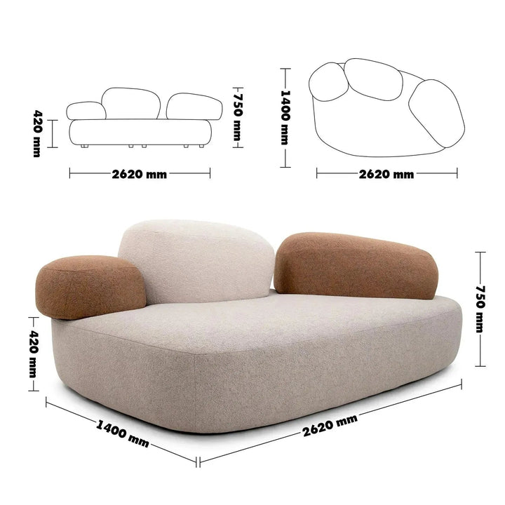 Contemporary Fabric 4 Seater Sofa PEBBLE