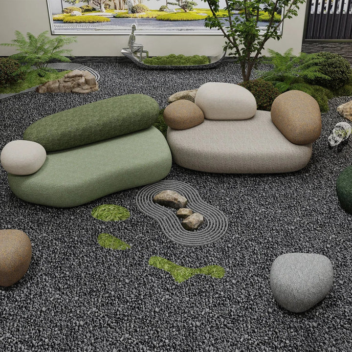 Contemporary Fabric L Shape Sectional Sofa PEBBLE 3+L