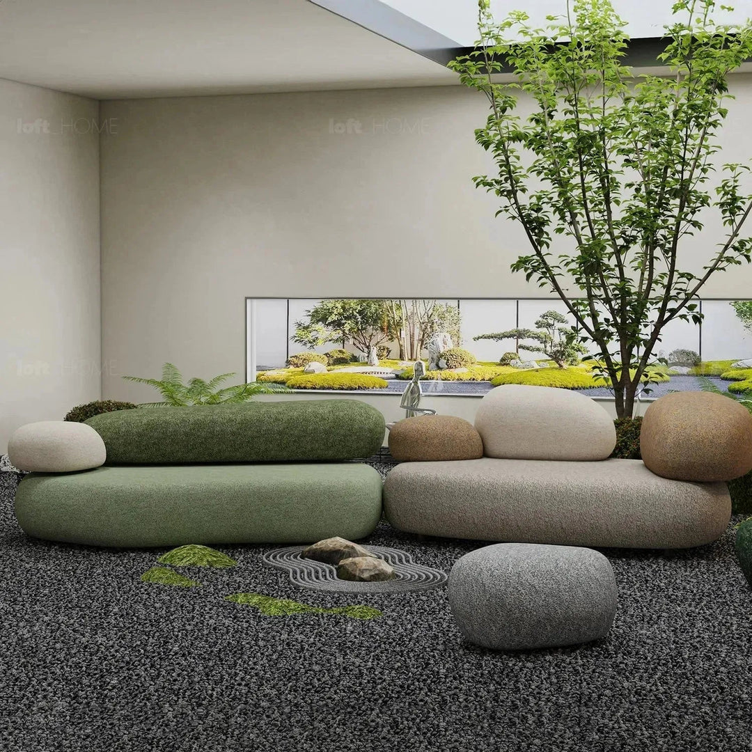 Contemporary Fabric L Shape Sectional Sofa PEBBLE 3+L