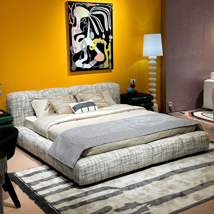Contemporary Mixed Weave Fabric Bed JANNIK