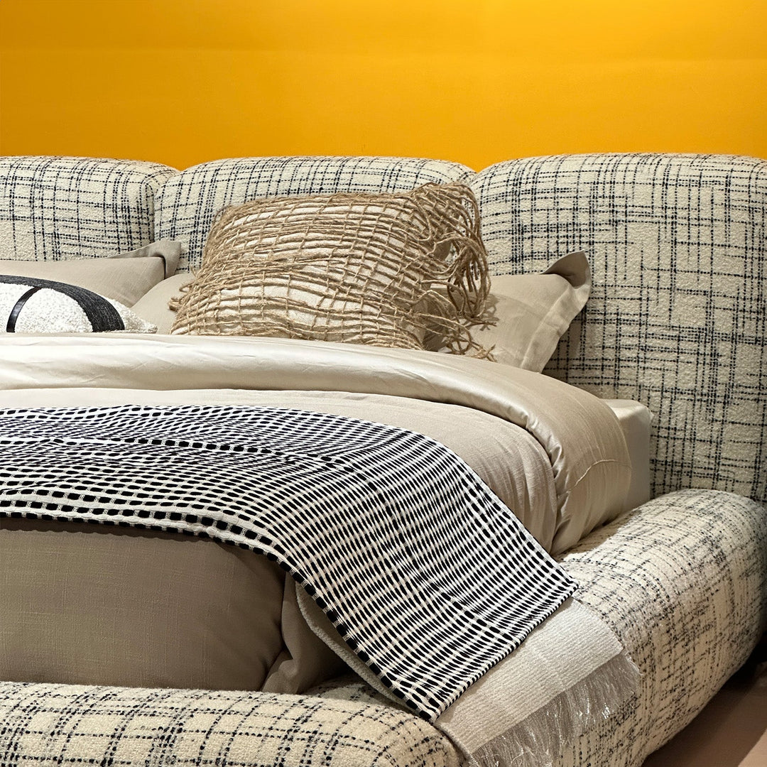 Contemporary Mixed Weave Fabric Bed JANNIK