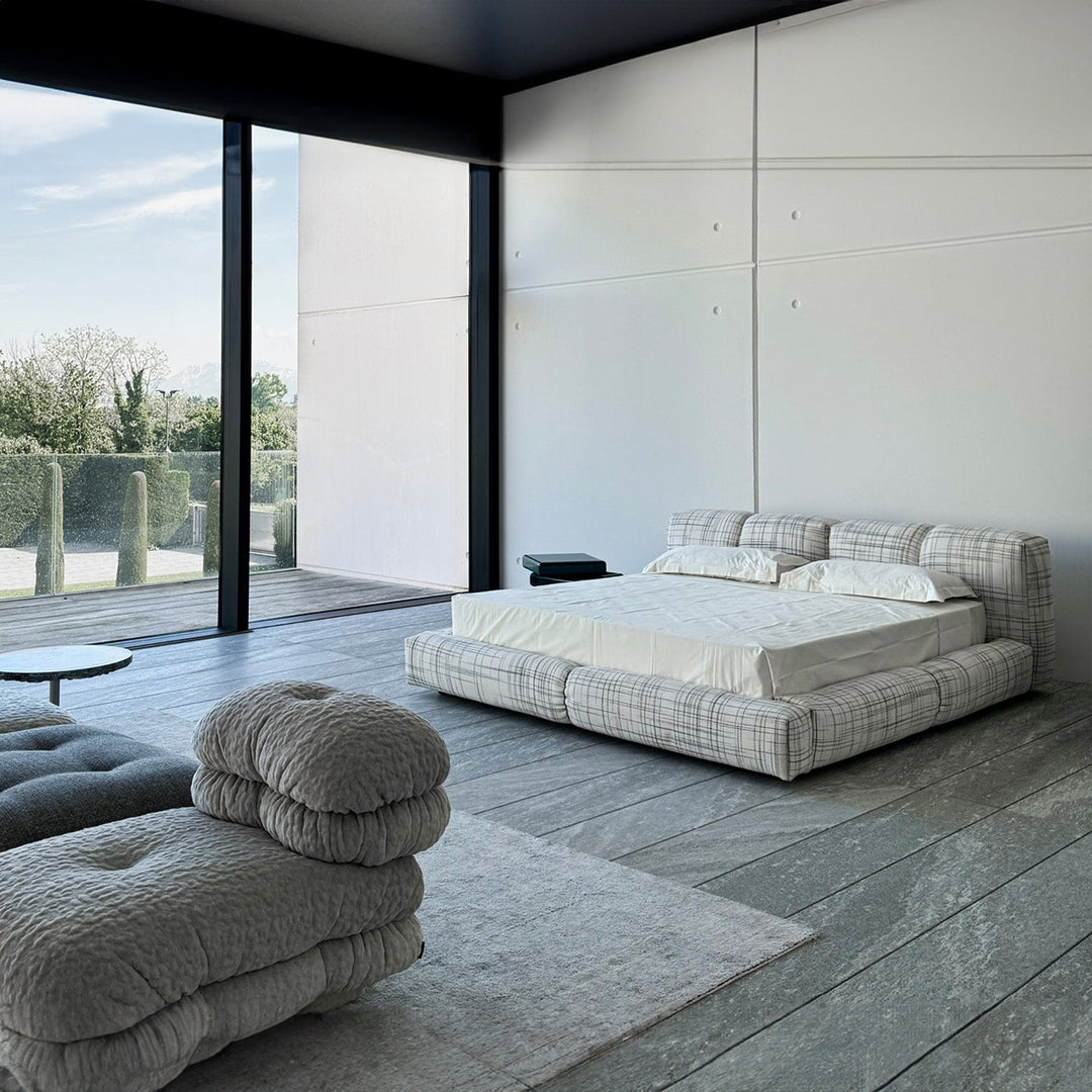 Contemporary Mixed Weave Fabric Bed JANNIK