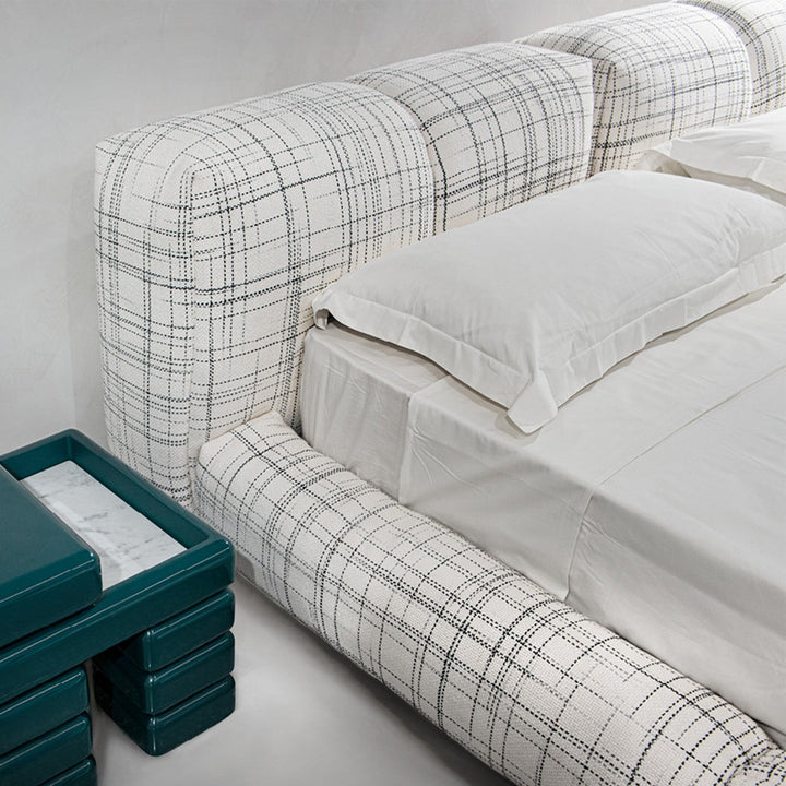 Bauhaus mixed weave fabric bed jannik in details.