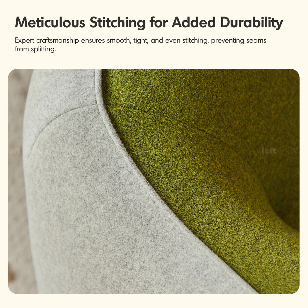 Bauhaus wool fabric kids 1 seater sofa avocado detail 1.