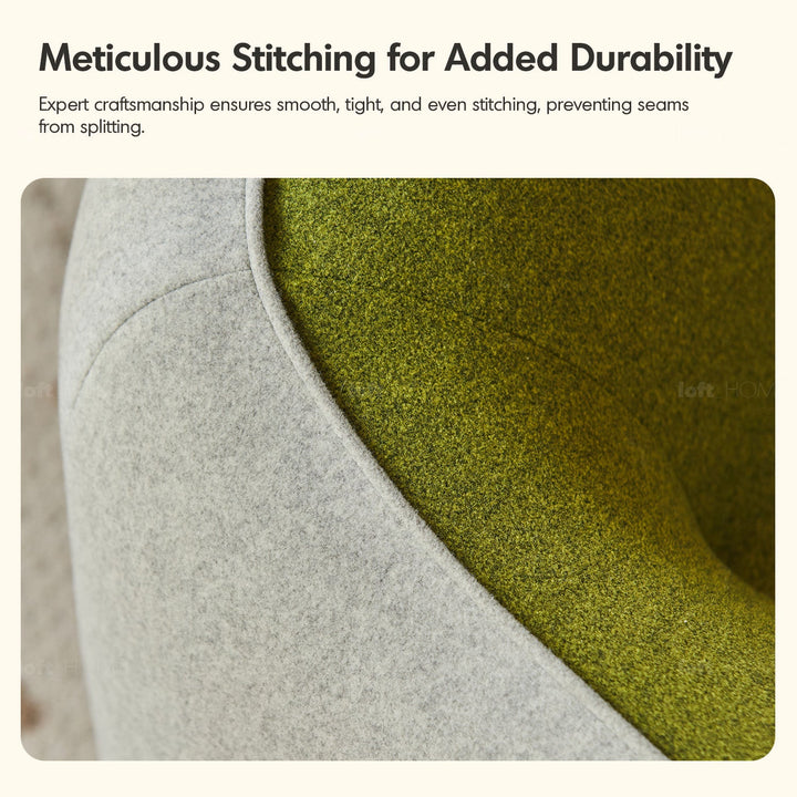 Bauhaus wool fabric kids 1 seater sofa avocado detail 1.