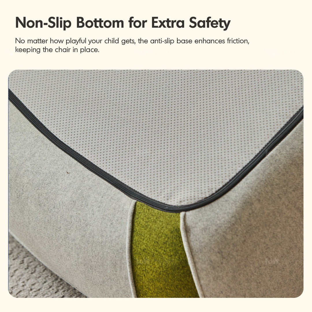 Bauhaus wool fabric kids 1 seater sofa avocado detail 2.