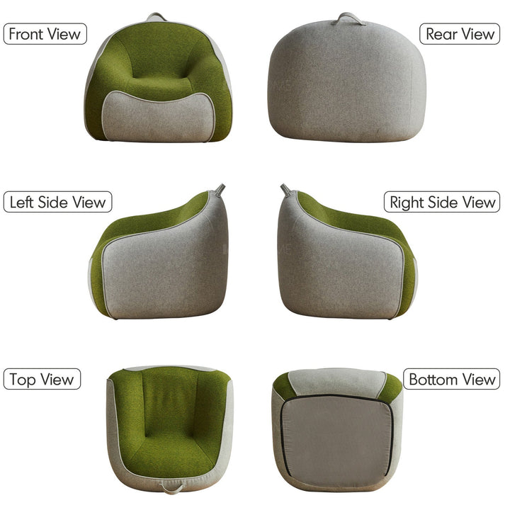 Bauhaus wool fabric kids 1 seater sofa avocado detail 4.