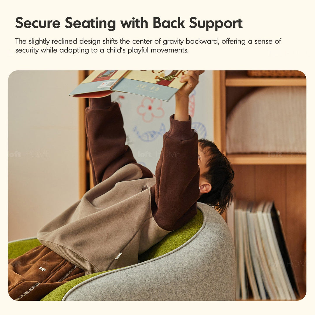 Contemporary Wool Fabric Kids 1 Seater Sofa AVOCADO