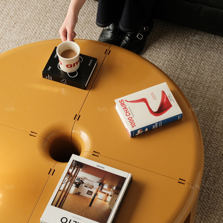 Bauhausabs transformable coffee table bobo in white background.