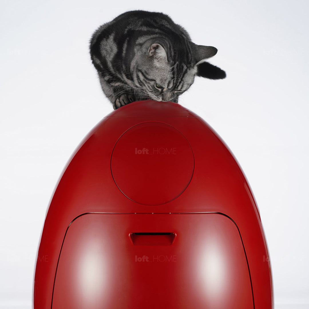 Contemporary abs waste bin egg in close up details.