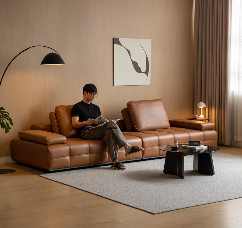 Bauhaus genuine leather sectional 4 seater sofa nexus detail 8.
