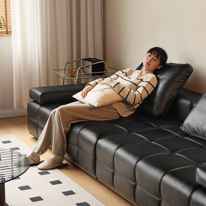 Bauhaus genuine leather sectional 5 seater sofa nexus situational feels.