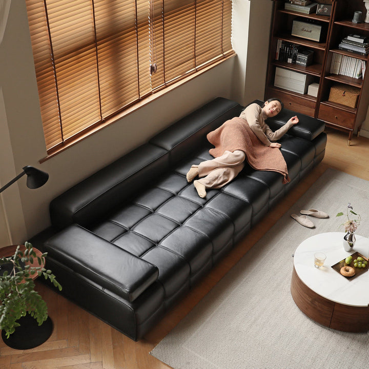Contemporary genuine leather sectional 5 seater sofa nexus layered structure.