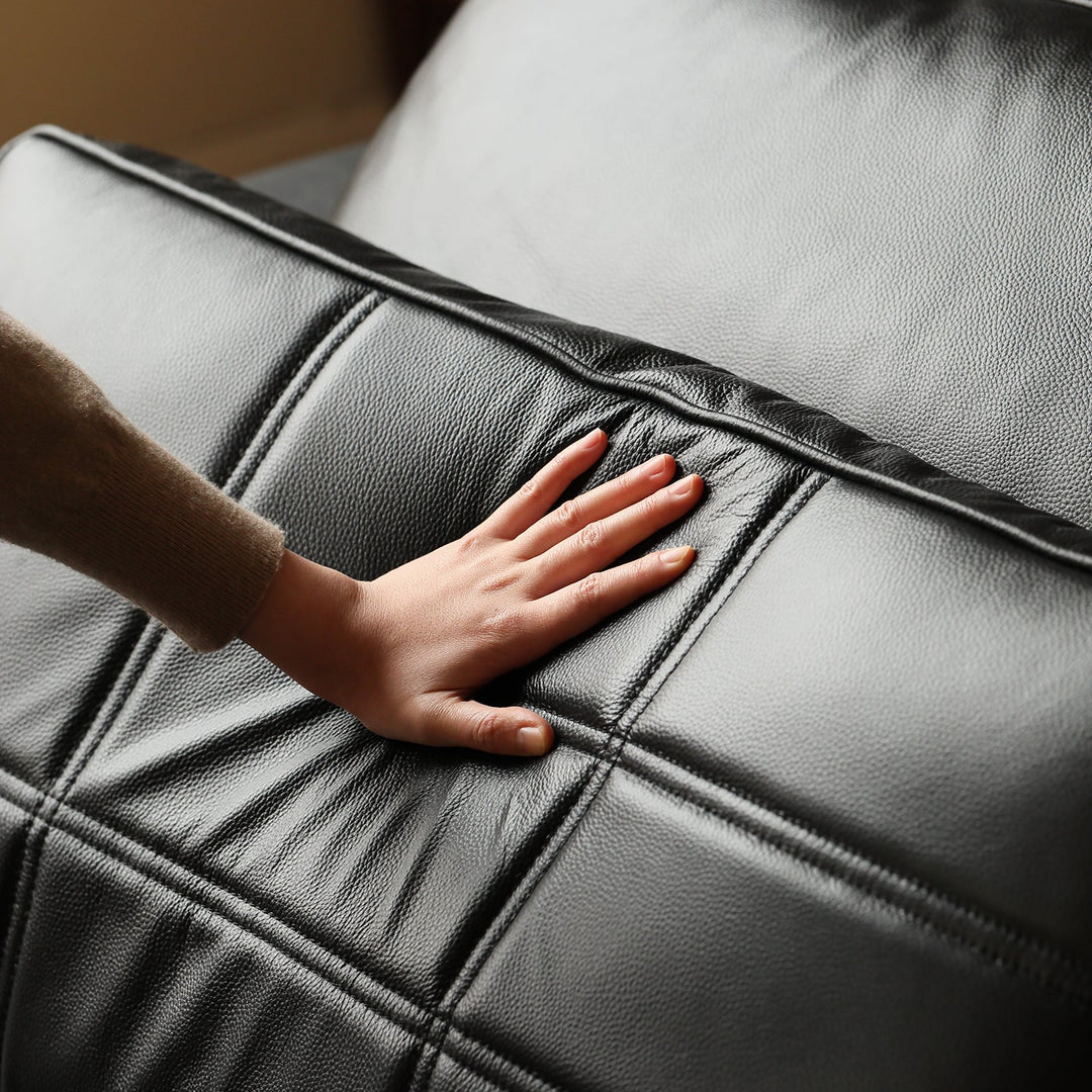 Bauhaus genuine leather sectional 5 seater sofa nexus in real life style.
