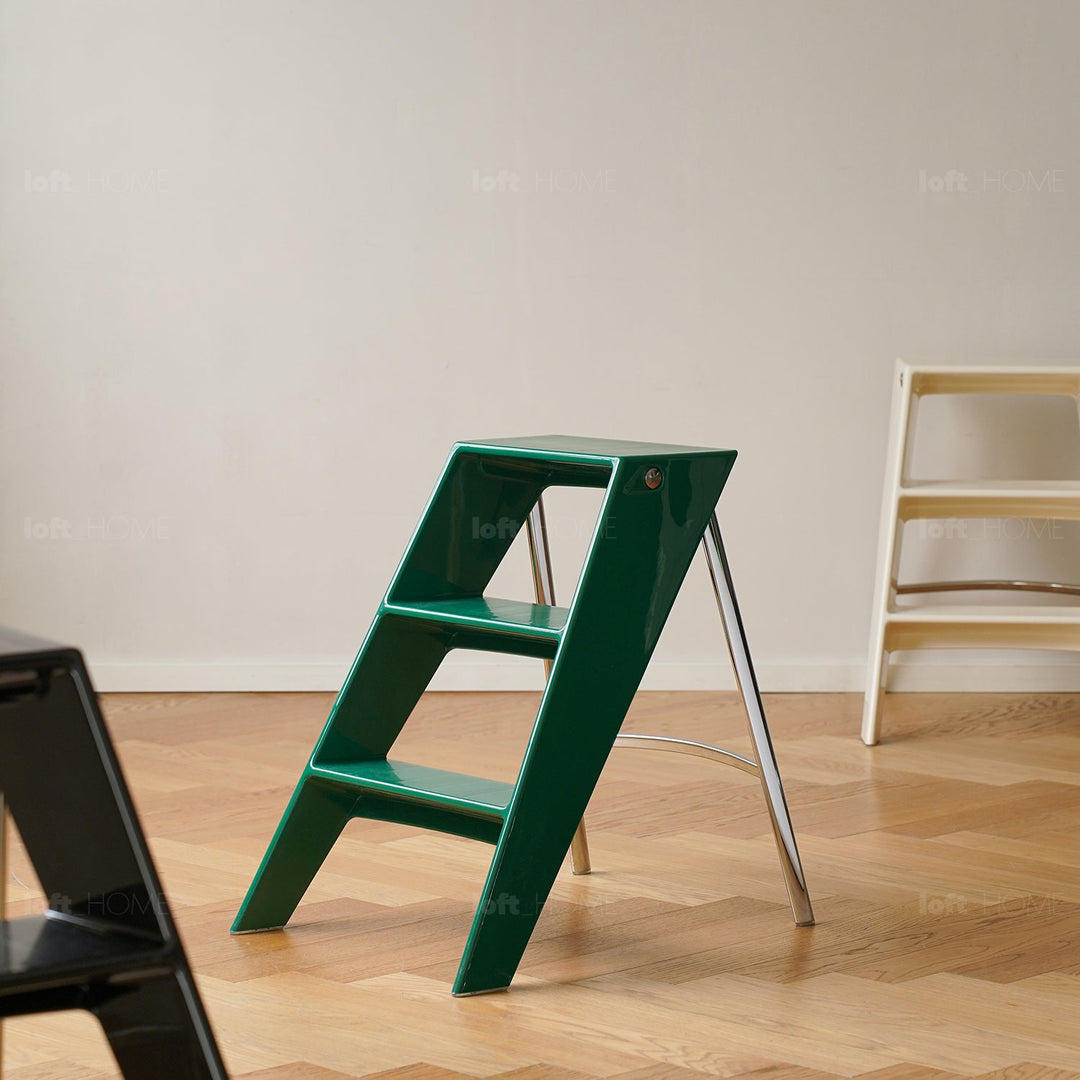Contemporary plastic steel ladder alto in still life.
