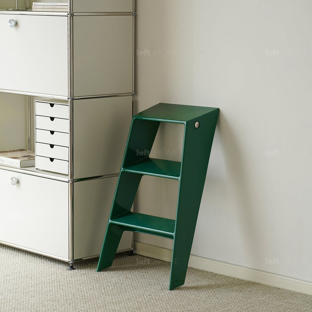 Contemporary plastic steel ladder alto in details.