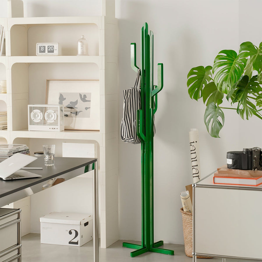 Bauhaussteel clothes hanger cactus in white background.