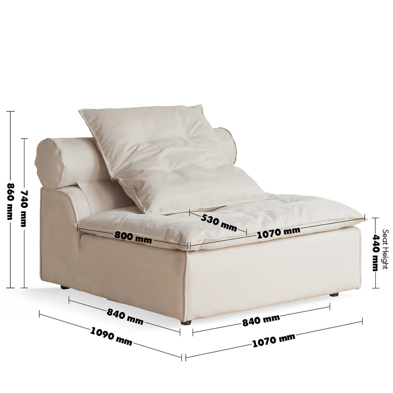 Modern Suede Fabric Modular Armless 1 Seater Sofa BLOOM Size Chart
