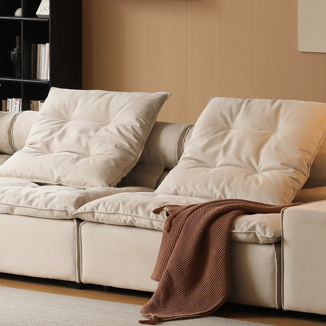 Modern suede fabric modular armless 1 seater sofa bloom material variants.