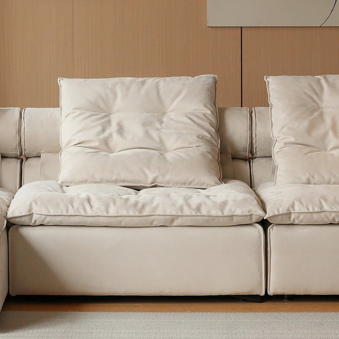 Modern suede fabric modular armless 1 seater sofa bloom in real life style.