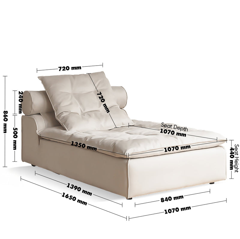 Modern Suede Fabric Modular Chaise 1 Seater Sofa BLOOM Size Chart